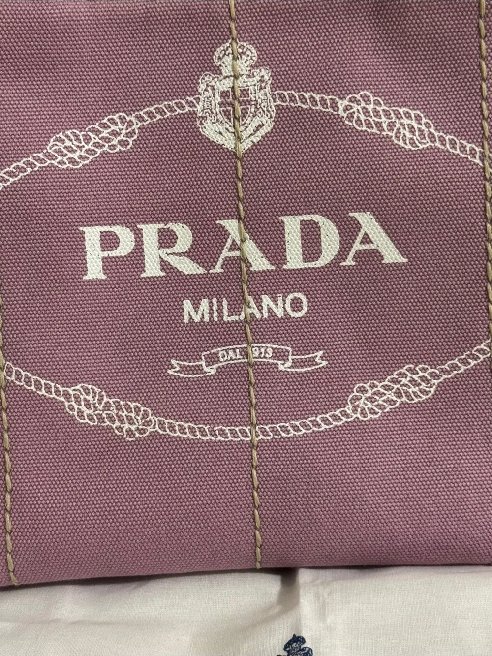 Prada canapa small tote canvas handbag top 2 way .Very clean like new. W/COA